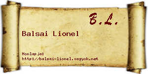 Balsai Lionel névjegykártya
